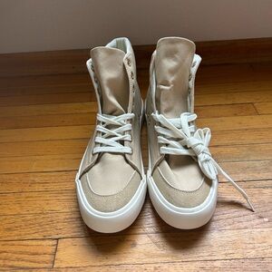 Cream Canvas High-Tops with White Details